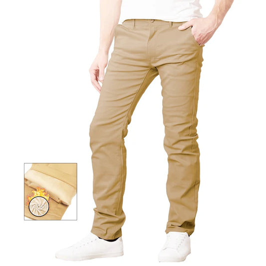 24 Pack Men's Fleece Lined Chino Pants - Khaki