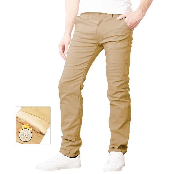 24 Pack Men's Fleece Lined Chino Pants - Khaki