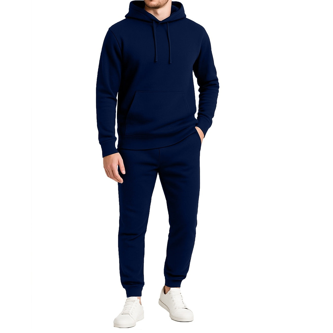 16 Pack Men's Pullover Hoodie & Jogger 2 Piece Set - Navy