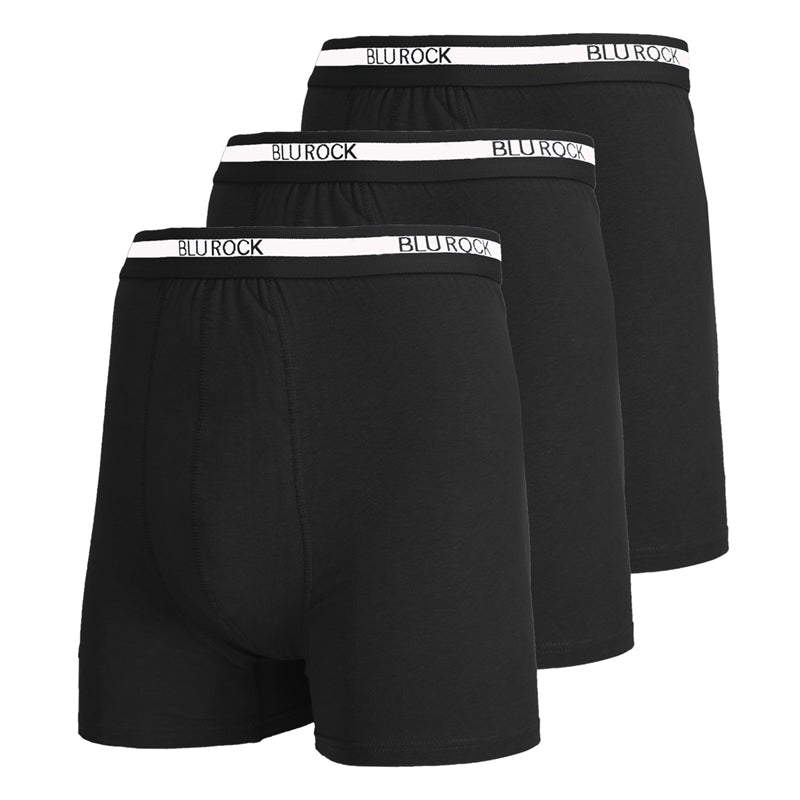 Wholesale 3-Pack Men's Stretch Cotton Boxer Briefs in Black