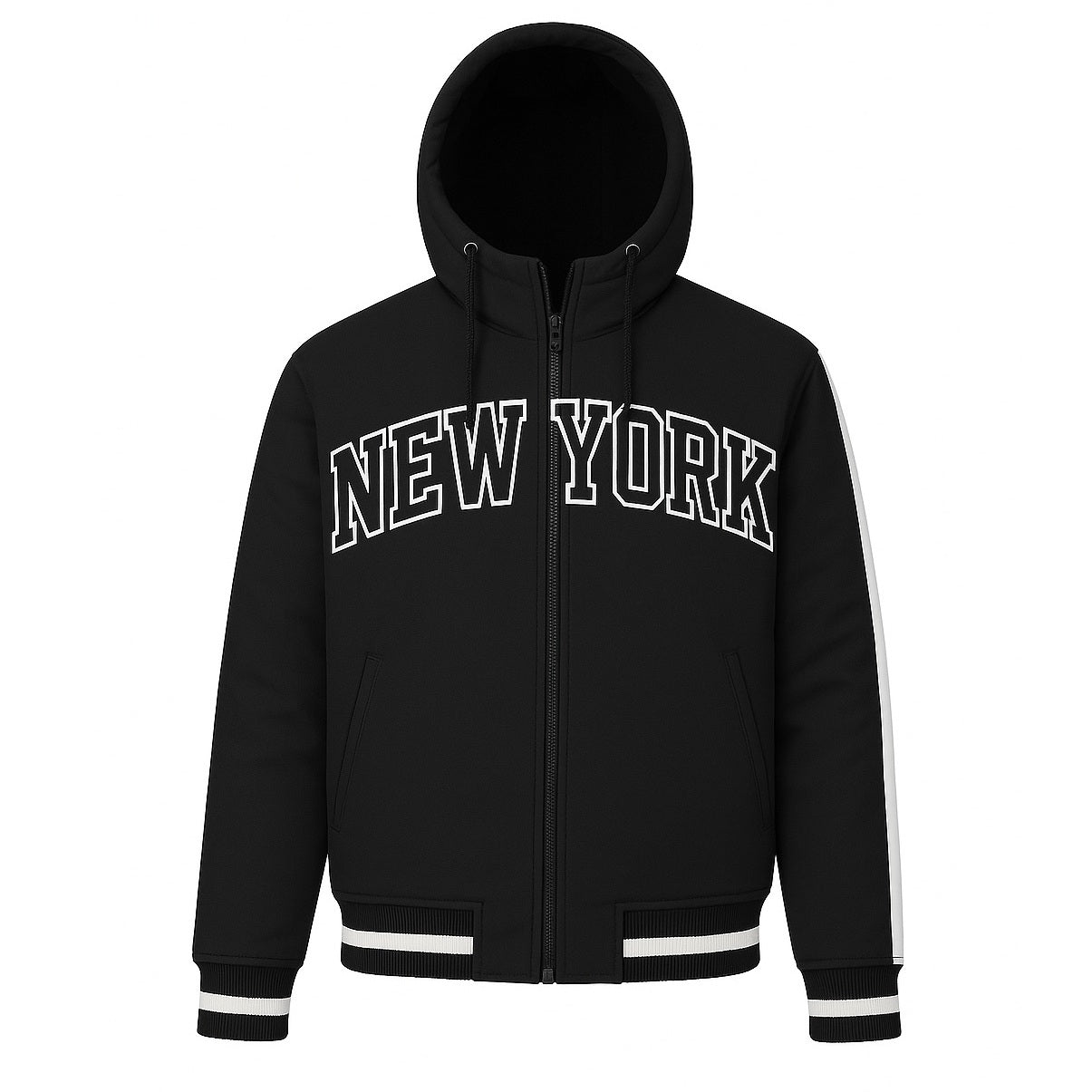 12 Pack Adult Jacket with Removable Hood & Fleece Lining in Black – New York