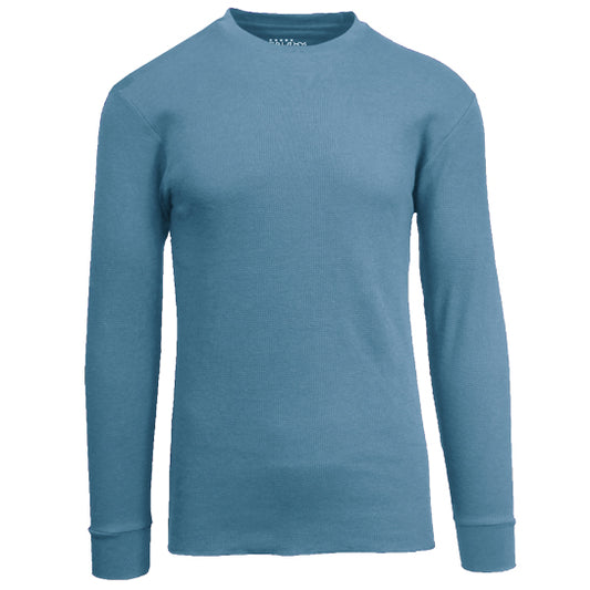 36 Pack Men's Long Sleeve Crewneck Thermal Shirt - Sky Blue