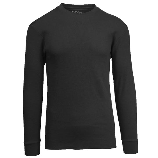 36 Pack Men's Long Sleeve Crewneck Thermal Shirt - Black