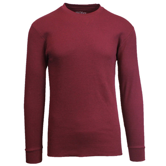 36 Pack Men's Long Sleeve Crewneck Thermal Shirt - Burgundy