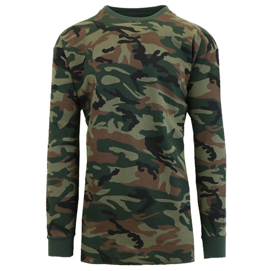 36 Pack Men's Long Sleeve Crewneck Thermal Shirt - Camo