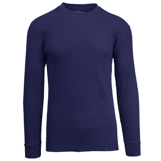 36 Pack Men's Long Sleeve Crewneck Thermal Shirt - Navy