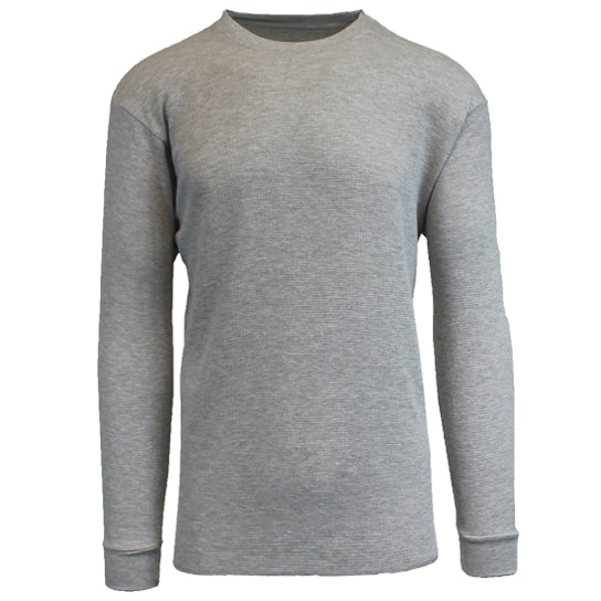 36 Pack Men's Long Sleeve Crewneck Thermal Shirt - Heather Grey