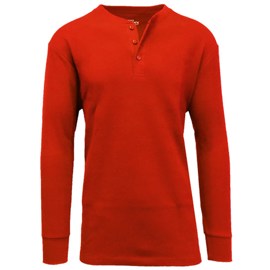 24 Pack Men's Long Sleeve Henley Thermal Shirt - Red