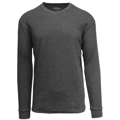 36 Pack Men's Long Sleeve V-Neck Thermal Shirt - Charcoal