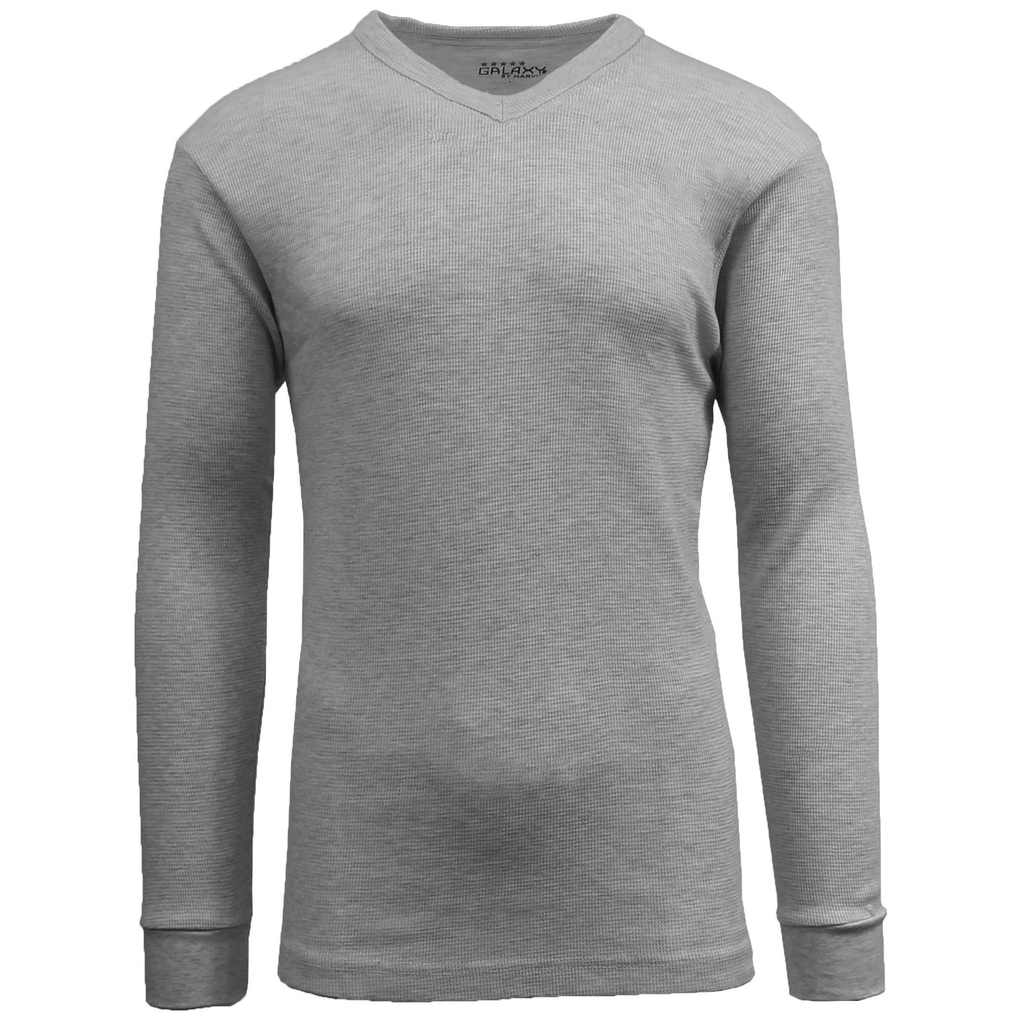 36 Pack Men's Long Sleeve V-Neck Thermal Shirt - Heather Grey