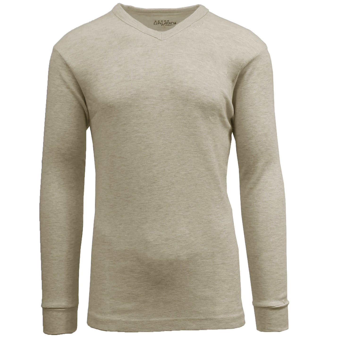 36 Pack Men's Long Sleeve V-Neck Thermal Shirt - Oatmeal