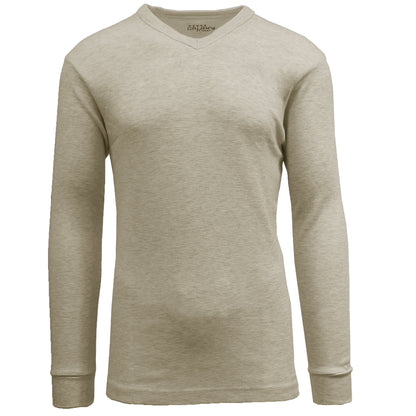 36 Pack Men's Long Sleeve V-Neck Thermal Shirt - Oatmeal