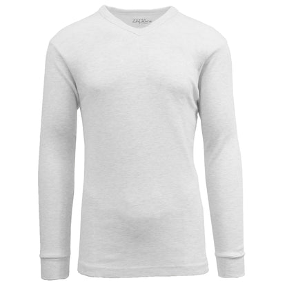 36 Pack Men's Long Sleeve V-Neck Thermal Shirt - White