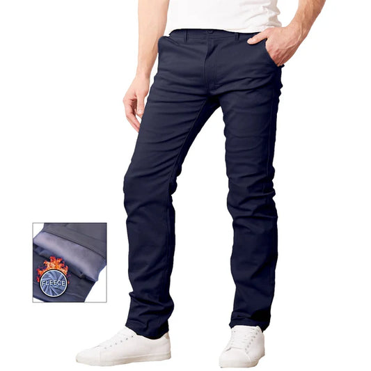 24 Pack Men's Fleece Lined Chino Pants - Navy