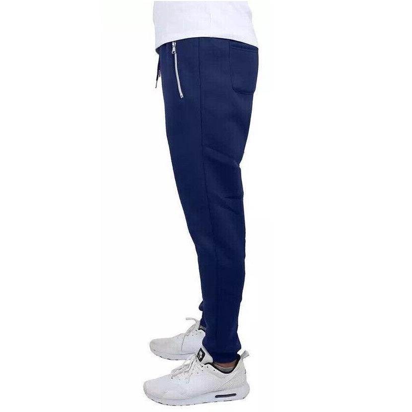 24 Pack Men's Fleece Jogger Sweatpants with Zipper Pockets - Navy