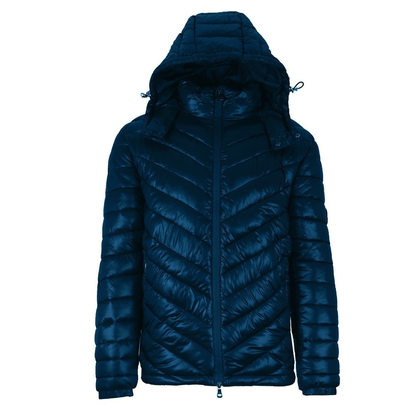 24 Pack Men's Bubble Puffer Jacket with Hood - Royal Blue