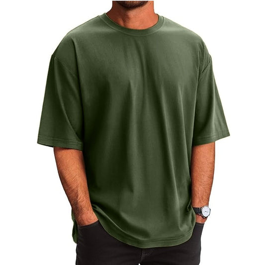 24 Pack Men's Oversized Drop T-Shirt in Olive