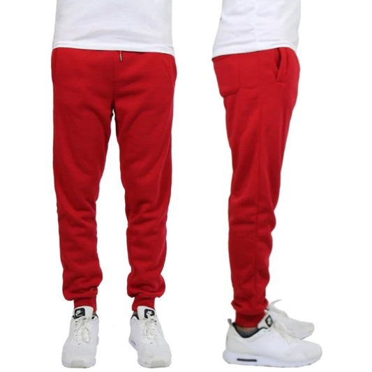 24 Pack Men's Fleece Jogger Sweatpants - Red