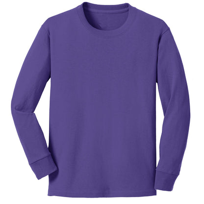 48 Pack Youth Long Sleeve Cotton T-Shirt - Maroon