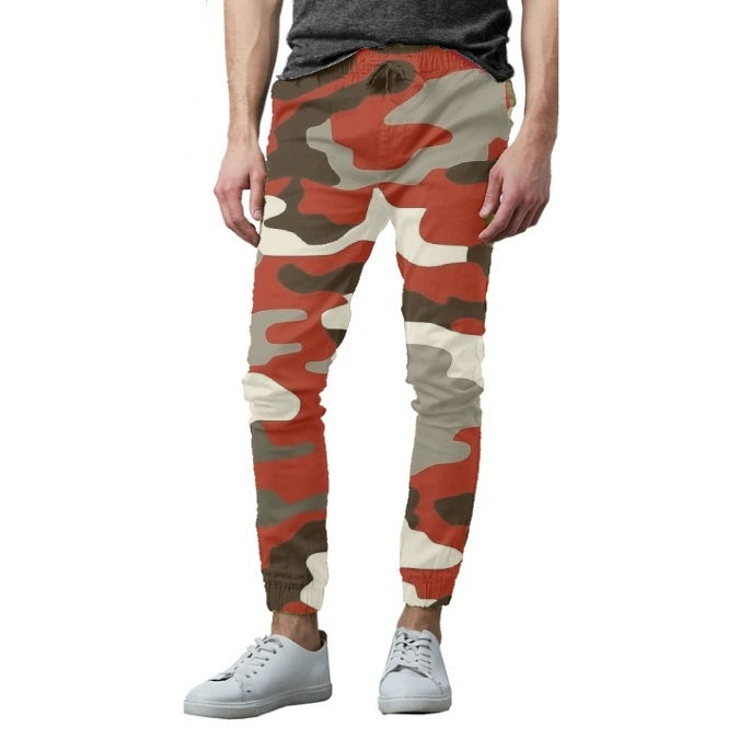 24 Pack Men's Stretch Drawstring Twill Joggers - Red Camo