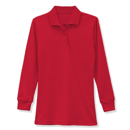 36 Pack Girls Long Sleeve Jersey Knit Polo Shirt - Black