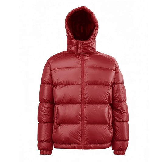 12 Pack Adult Shiny Bubble Jacket with Hood in Red