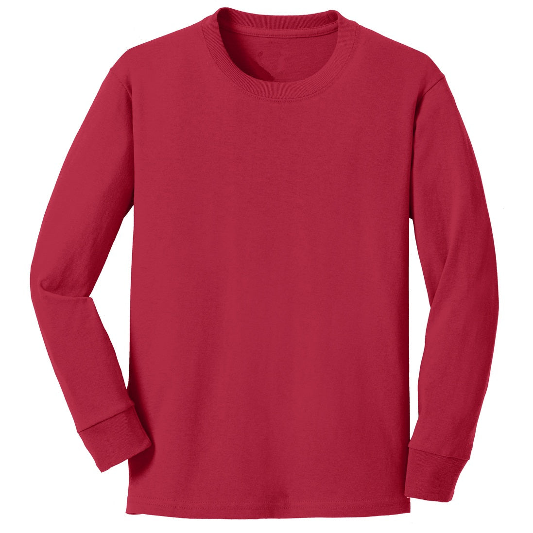 48 Pack Youth Long Sleeve Cotton T-Shirt - Maroon