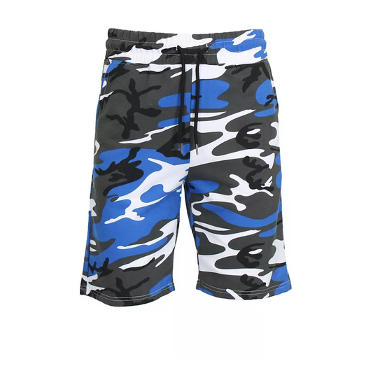 24 Pack Men's Camo Lightweight Fleece Shorts - Royal Blue Camo