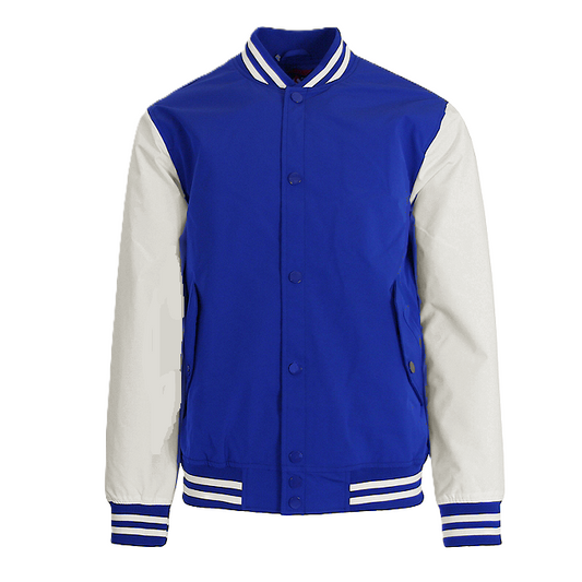 12 Pack Men's Heavyweight Varsity Jacket – Royal Blue / Cream Sleeves