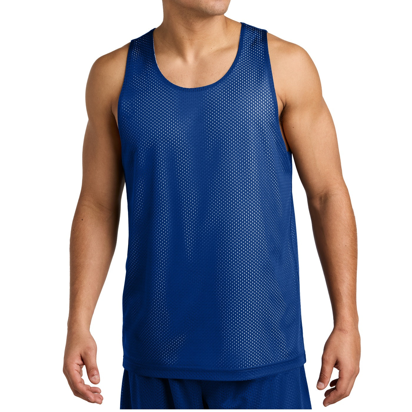 36 Pack Men's Reversible Mesh Jersey Tank - Royal Blue / White