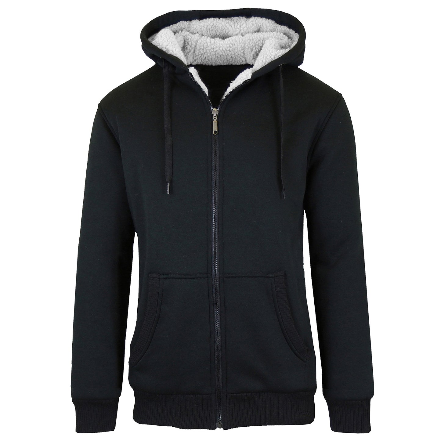 24 Pack Men's Full Zip Sherpa Lined Hoodie - Black