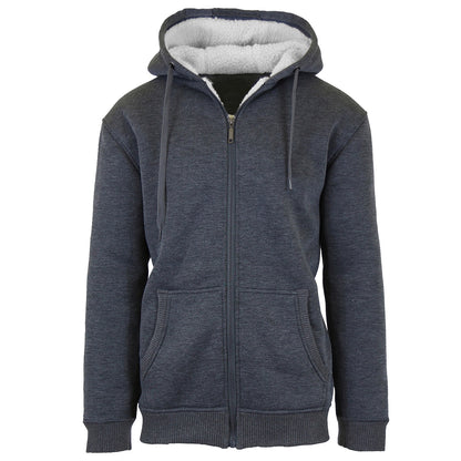 24 Pack Men's Full Zip Sherpa Lined Hoodie - Charcoal