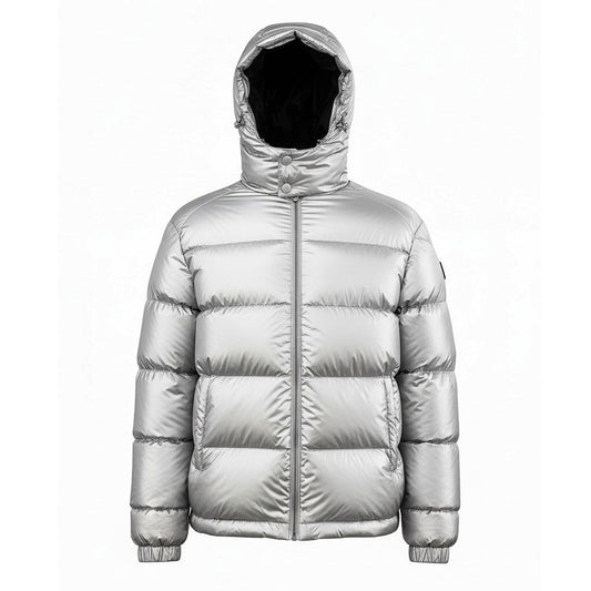 12 Pack Adult Shiny Bubble Jacket with Hood in Silver