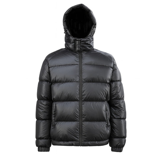 12 Pack Adult Shiny Bubble Jacket with Hood in Black