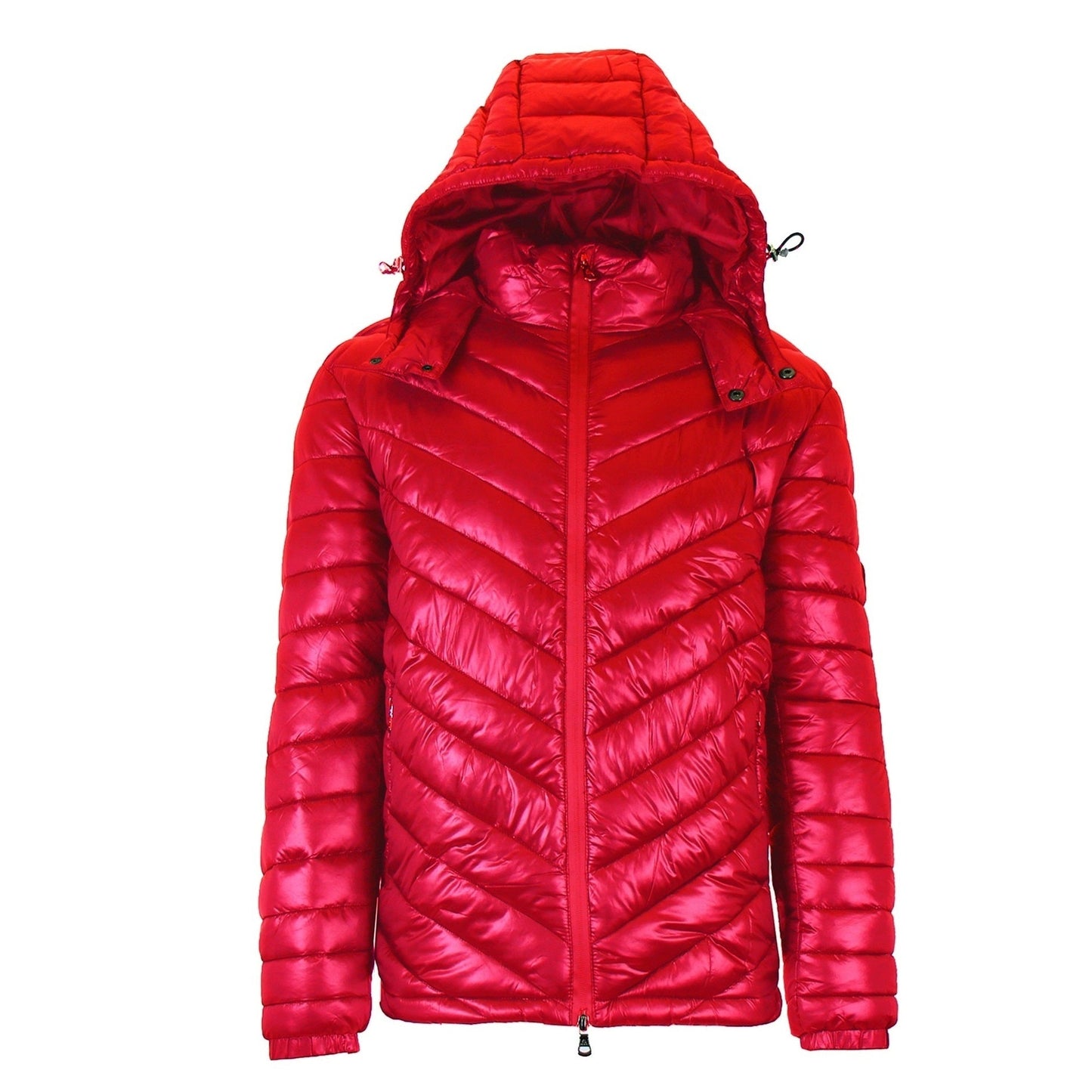 12 Pack Men's Bubble Puffer Jacket with Hood - Red