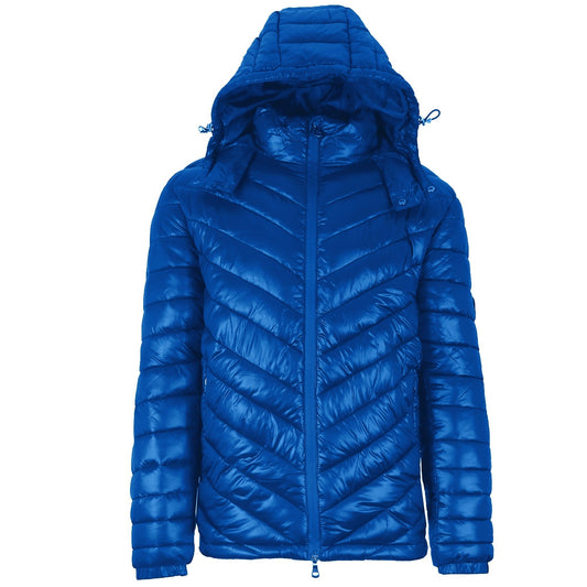 12 Pack Men's Bubble Puffer Jacket with Hood - Royal Blue