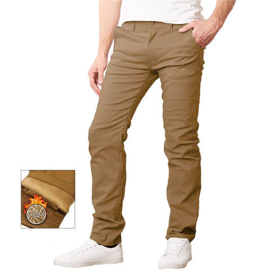 24 Pack Men's Fleece Lined Chino Pants - Timber