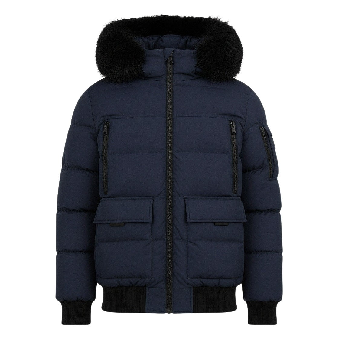 12 Pack Youth Bomber Hooded Winter Jacket - Navy