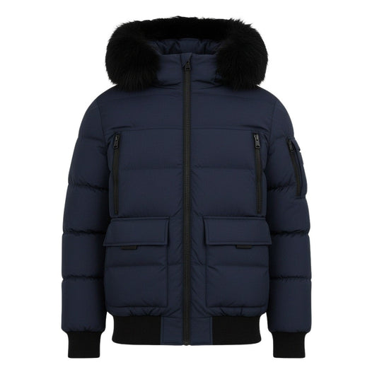 12 Pack Youth Bomber Hooded Winter Jacket - Navy
