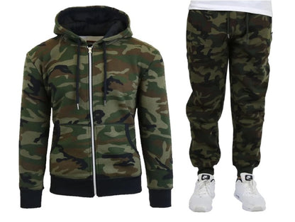 12 Pack Youth 2 Piece Zip Up Camo Sweatsuit - Grey Camo