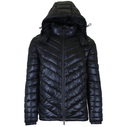 24 Pack Men's Bubble Puffer Jacket with Hood - Royal Blue