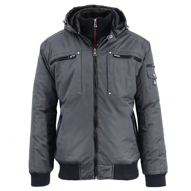 12 Pack Men's Heavyweight Motorcycle Bomber Jacket - Charcoal