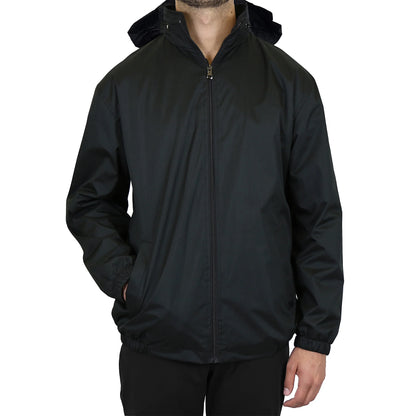 24 Pack Men's Lightweight Windbreaker Jacket with Tuck-In Hood - Navy