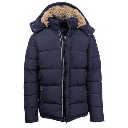 24 Pack Men's Bubble Parka Jacket with Sherpa Lined Hood - Olive